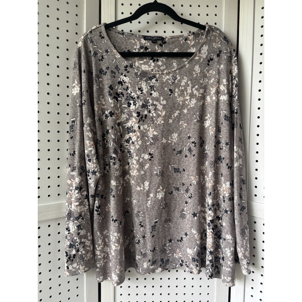 Mario Serrani Long SLV Pullover Lightweight Floral Sweater Blouse Womens‎ XXL